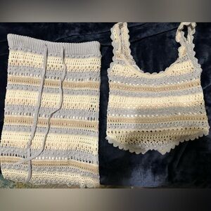 Knit crop top and long skirt set